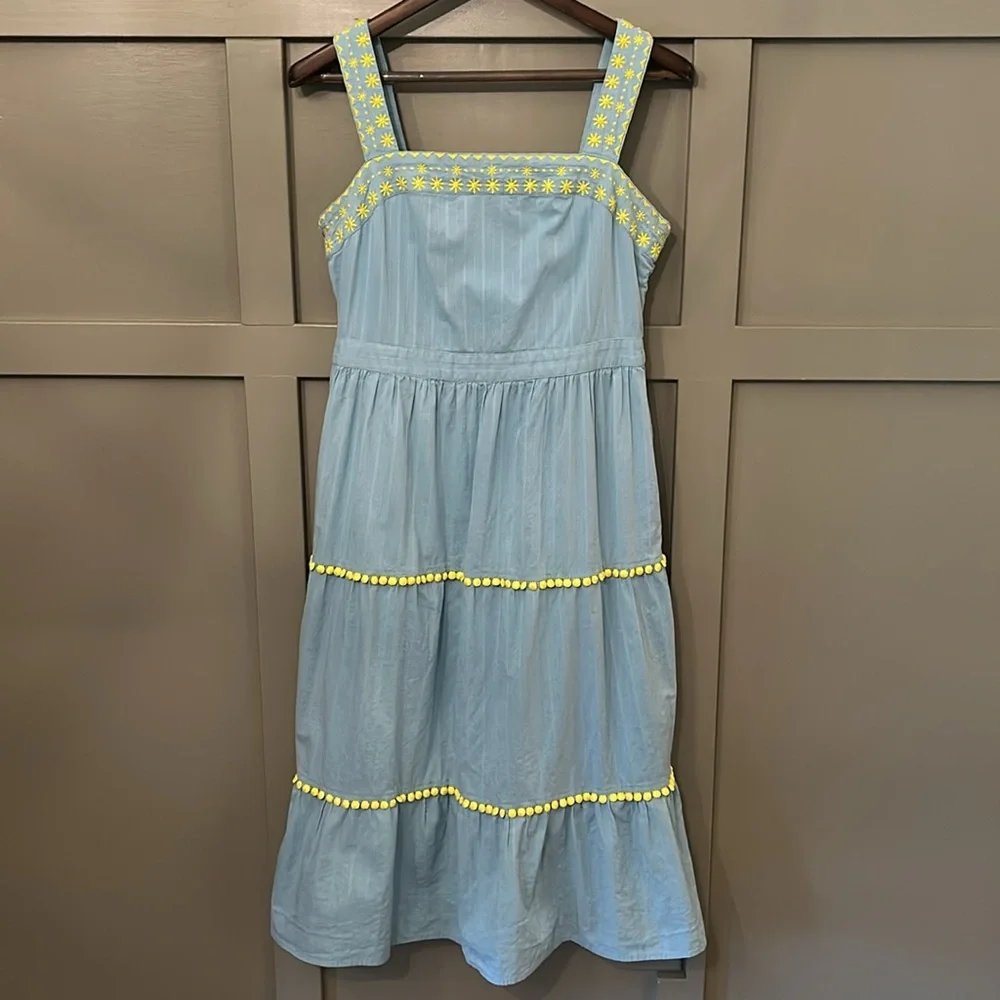 Boden Aqua and Lime Midi Dress